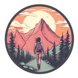 outdoor girl logo of girl hiking